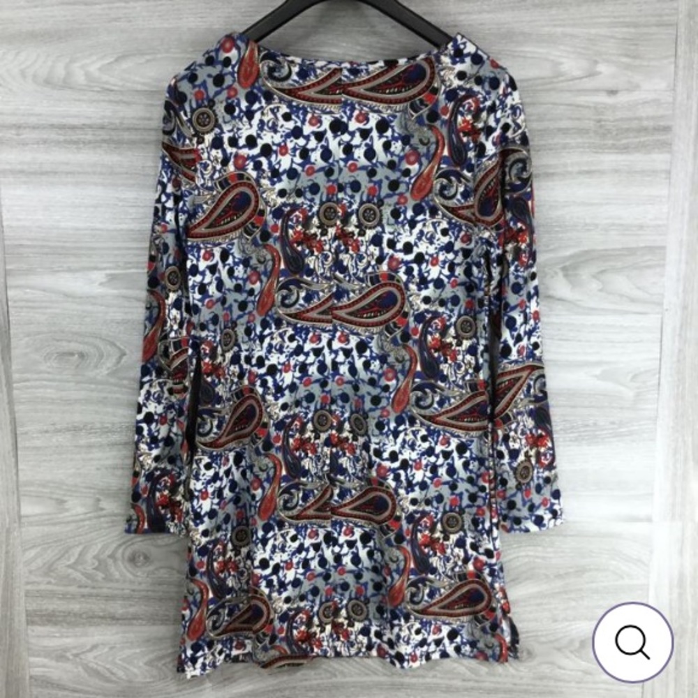 Papillon Paisley Long Sleeve Sweater Dress Size Large